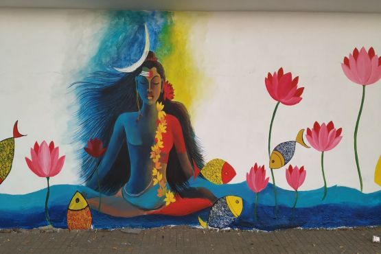 Gandhisagar Lake wall painting with message